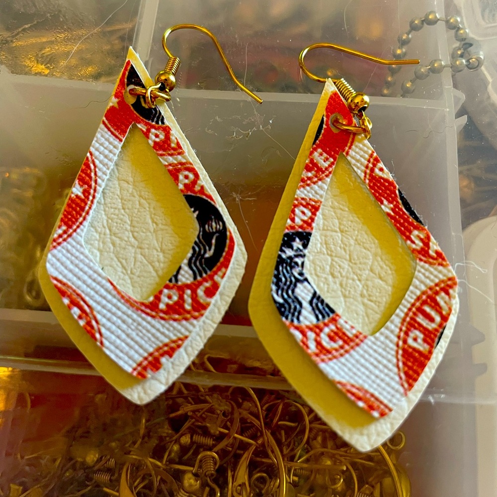 Faux Leather Pumpkin Spice Dangly Earrings